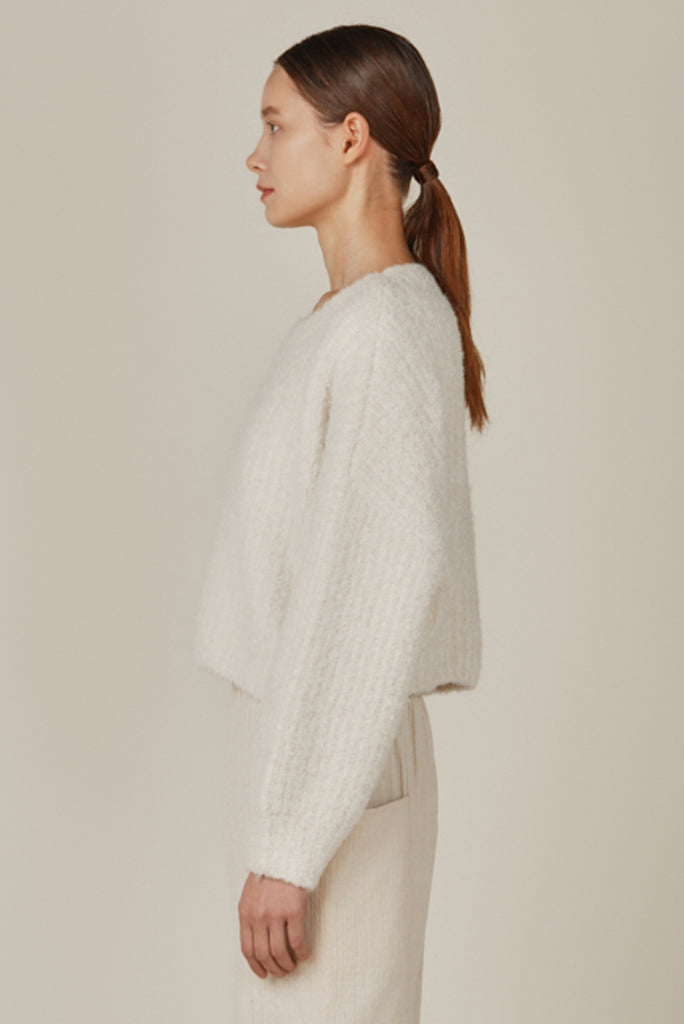 GRADE AND GATHER  CROP FUZZY SWEATER, MULTIPLE COLORS