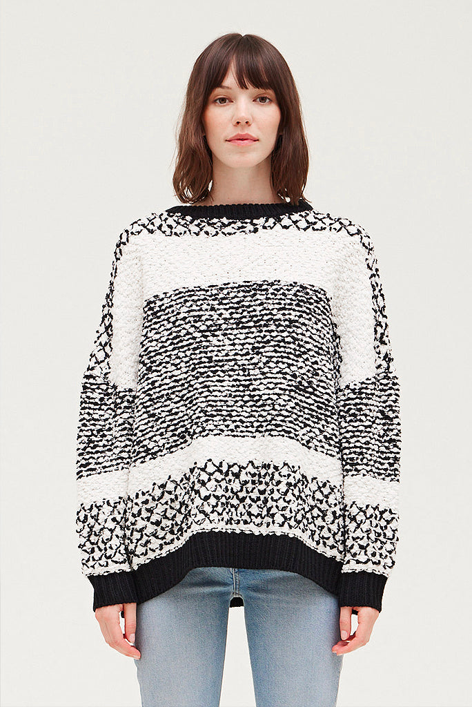 GRADE AND GATHER MIX STRIPE OVERSIZE SWEATER