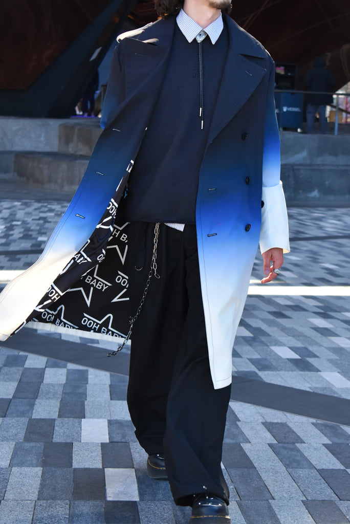 OOH BABY GRADIENT TRENCH, NAVY WHITE