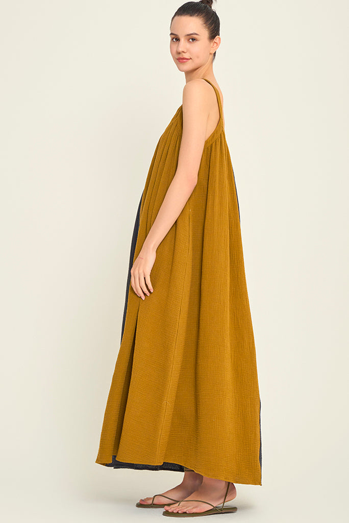 GRADE AND GATHER TWO TONE MAXI DRESS