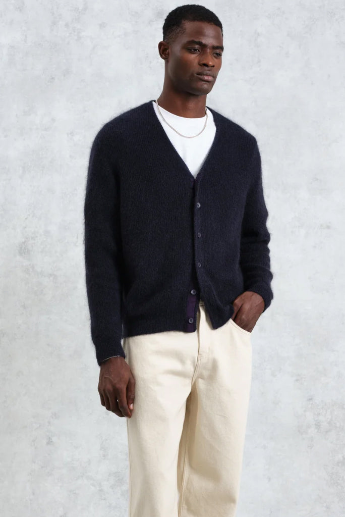 WAX LONDON ALBAN MOHAIR CARDIGAN, NAVY