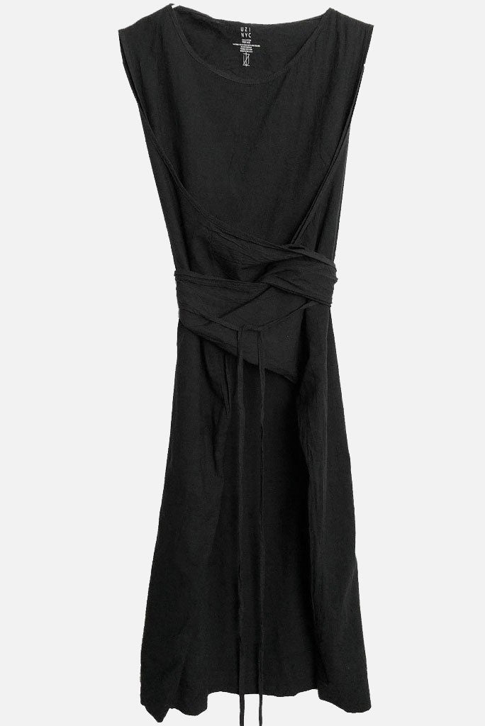 UZI OXFORD WRAP DRESS, BLACK