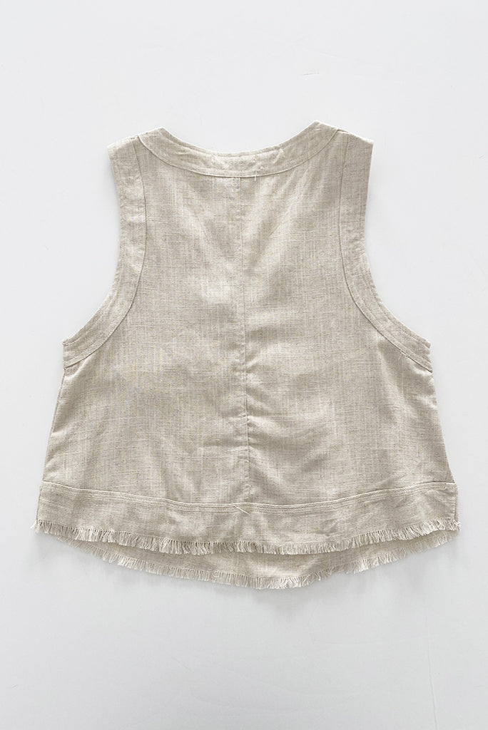 ALTER LINEN FRINGE TANK, 2 COLORS