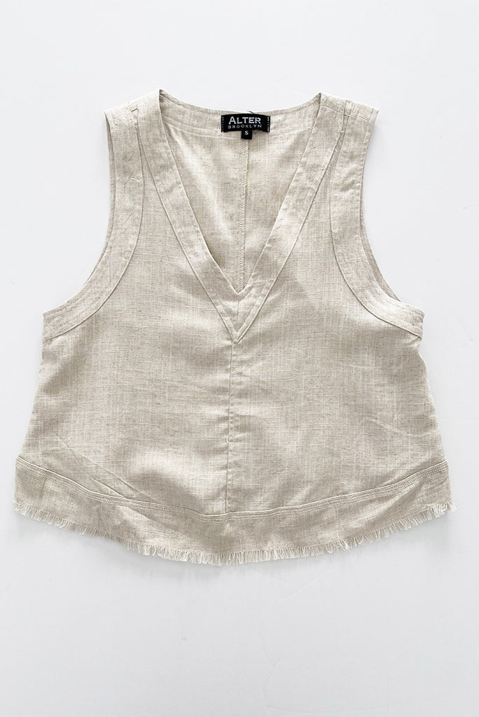 ALTER LINEN FRINGE TANK, 2 COLORS