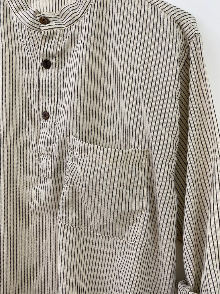 Kurta Shirt, White/Black Stripe