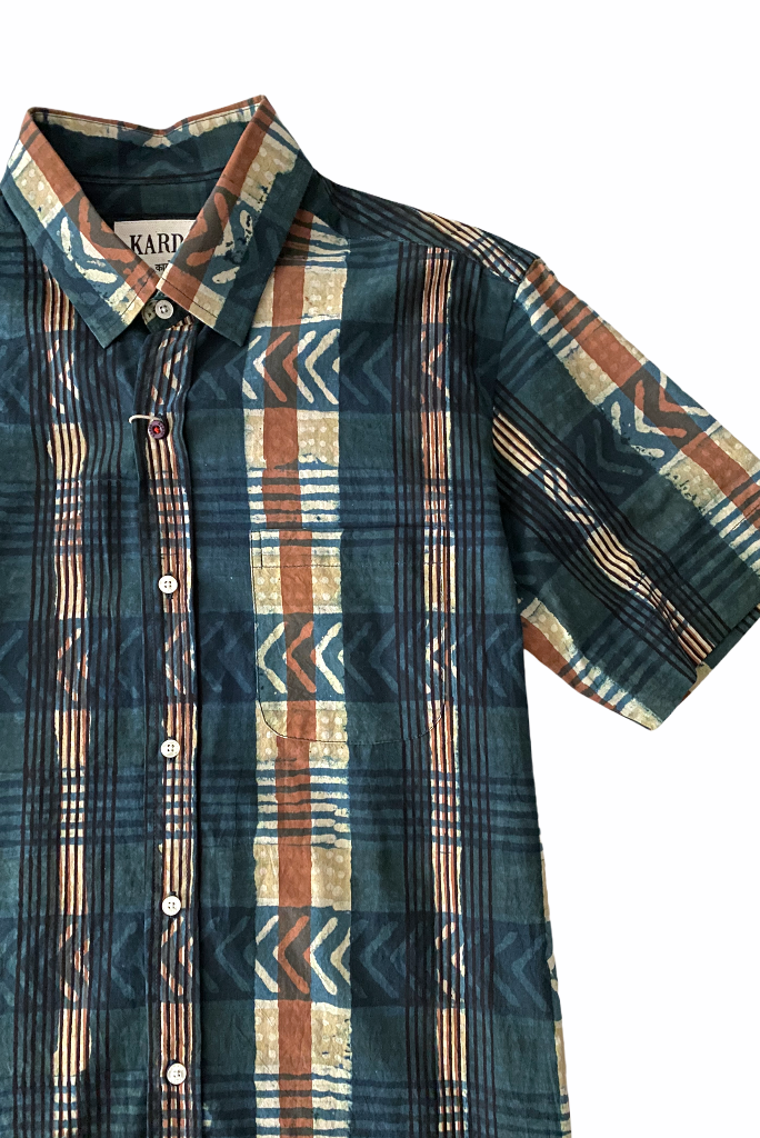 KARDO SAI SS SHIRT, INDIGO PLAID